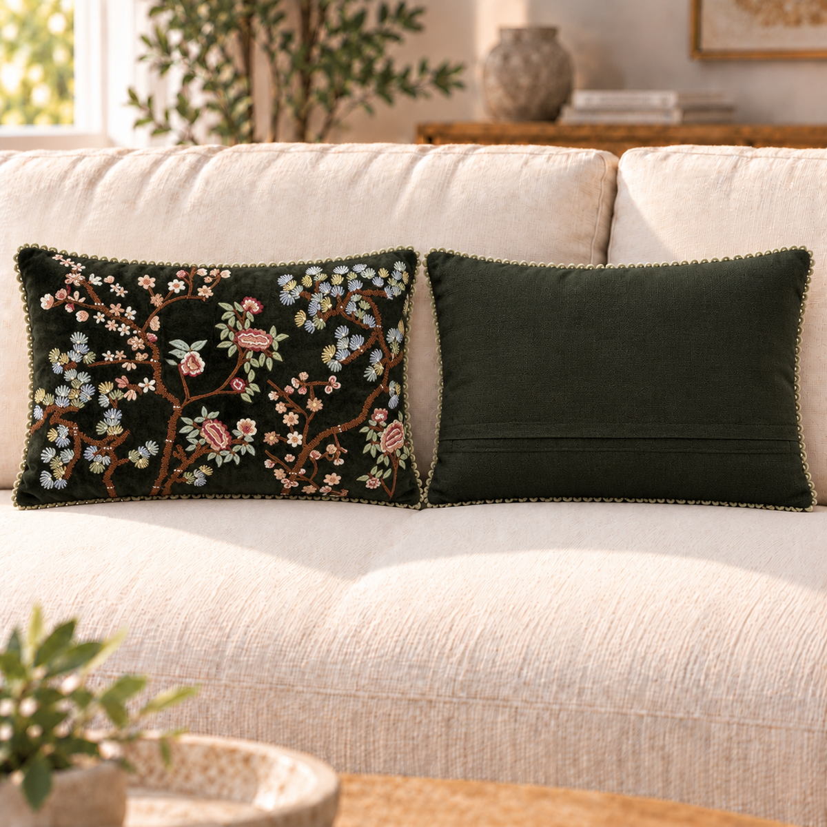 Green Floral Embroidery