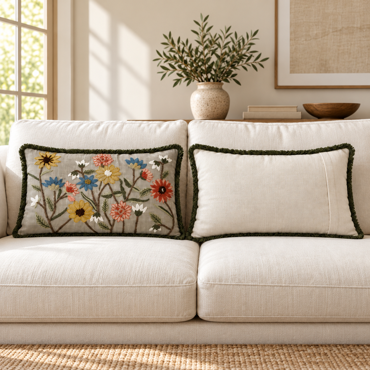 Jute Floral emroidery