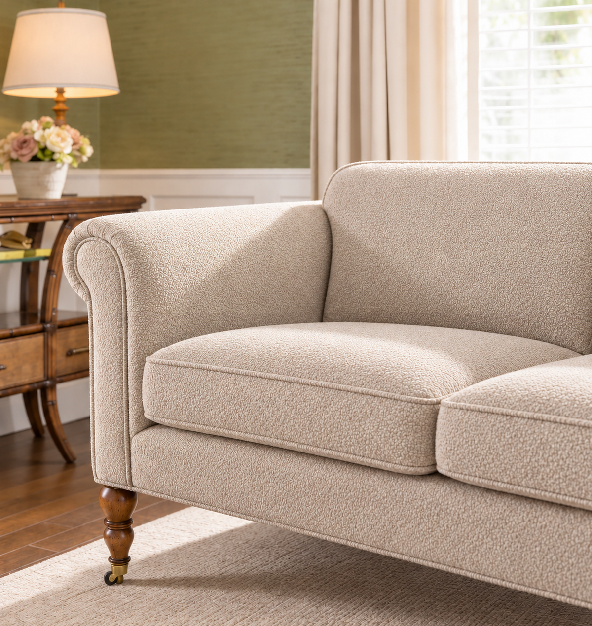 Bold Boucle upholstery fabric in fawn
